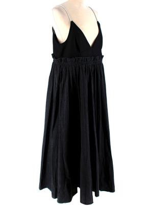 Sacai Black Wool Pleated Denim Skirt Midi Dress 2