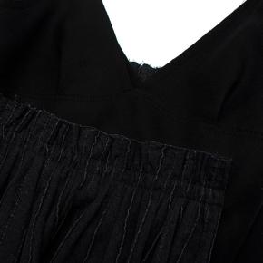 Sacai Black Wool Pleated Denim Skirt Midi Dress 4