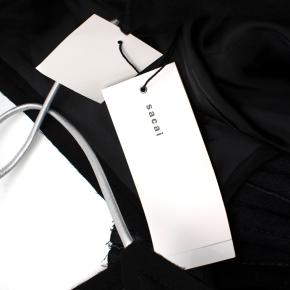 Sacai Black Wool Pleated Denim Skirt Midi Dress 6