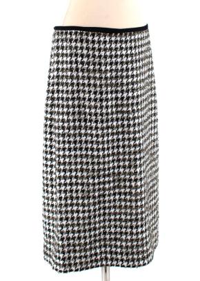 Erdem Safia metallic houndstooth cotton-blend tweed pencil skirt 2