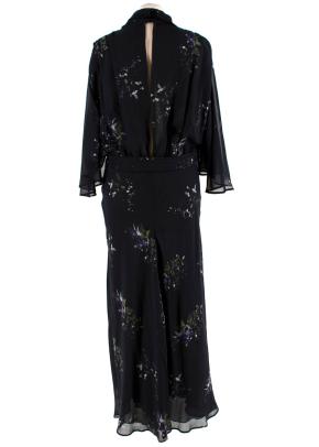 Goop Mari High Neck Flutter Sleeve Mid Length Dress 8