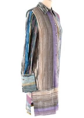Missoni metallic knit button down shirt dress 2