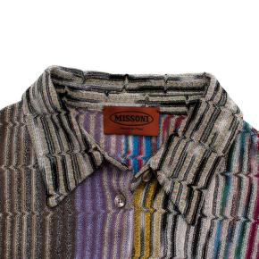 Missoni metallic knit button down shirt dress 4