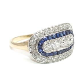 Edwardian 1910 French Cut Sapphire & Fine Diamond Ring 2