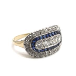 Edwardian 1910 French Cut Sapphire & Fine Diamond Ring 5