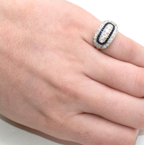 Edwardian 1910 French Cut Sapphire & Fine Diamond Ring 8