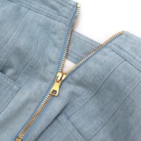 Balmain Blue Cotton Denim Buttoned Mini Skirt 2