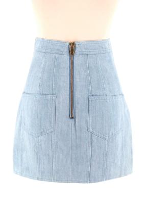 Balmain Blue Cotton Denim Buttoned Mini Skirt 3