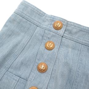Balmain Blue Cotton Denim Buttoned Mini Skirt 7
