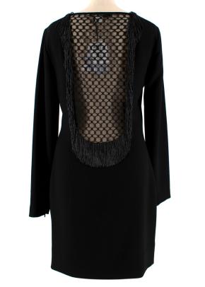 Diane von Furstenberg Black Fringed Embellished Lace Back Dress 3