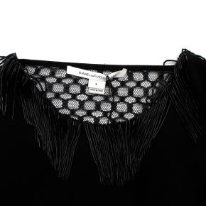Diane von Furstenberg Black Fringed Embellished Lace Back Dress 4