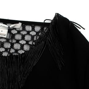 Diane von Furstenberg Black Fringed Embellished Lace Back Dress 5