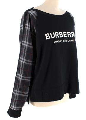 Burberry Black Check Sleeves Crewneck Sweatshirt 2