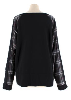 Burberry Black Check Sleeves Crewneck Sweatshirt 3