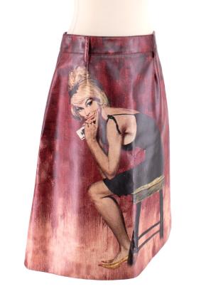 Prada Poster Girl-print Coated-cotton Midi Skirt 3