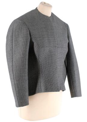 Balenciaga Wool Houndstooth Structured Crop Jacket 3