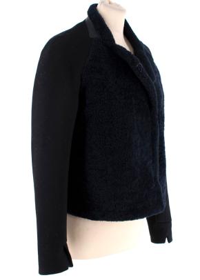 3.1 Phillip Lim Black & Midnight Blue Shearling Wool Jacket 2