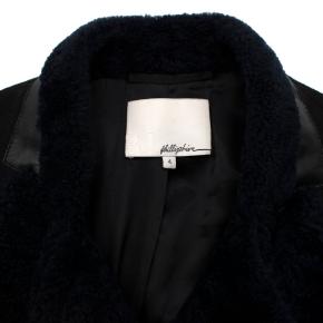 3.1 Phillip Lim Black & Midnight Blue Shearling Wool Jacket 4