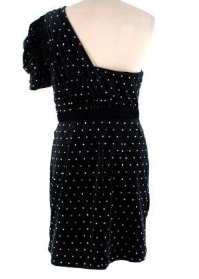 Self Portrait Black Velvet Diamanté One Shoulder Mini Dress 3