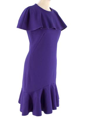 Alexander McQueen Violet Wool Jersey Frill Hem Dress 2