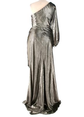 Maria Lucia Hohan Amaris Khaki Lurex Velvet One Shoulder Gown 3