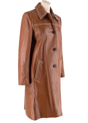 Prada Tan Topstich Leather Coat 2