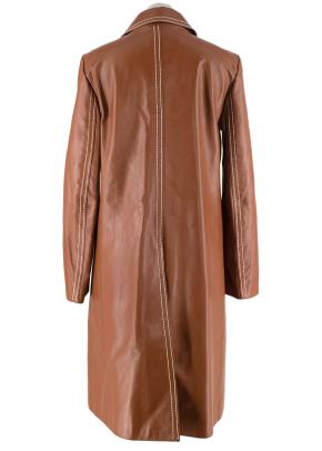 Prada Tan Topstich Leather Coat 3
