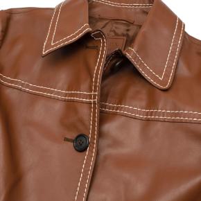 Prada Tan Topstich Leather Coat 5