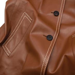 Prada Tan Topstich Leather Coat 7