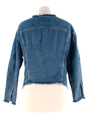 RE/DONE Levis Mid-Wash Distressed Collarless Denim Jacket 3