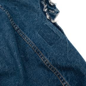 RE/DONE Levis Mid-Wash Distressed Collarless Denim Jacket 9