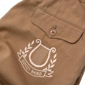 Gucci Tan Cotton Twill Embroidered Pocket Chino Trousers 5