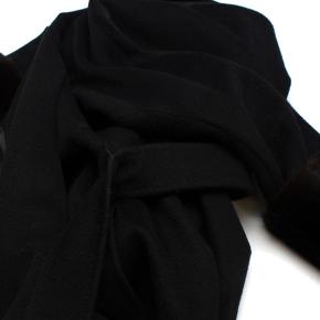 MaxMara Black Camel Hair Wrap Coat with Fur Cuffs 10