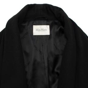 MaxMara Black Camel Hair Wrap Coat with Fur Cuffs 4
