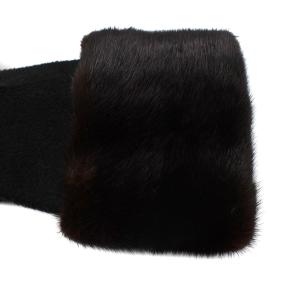 MaxMara Black Camel Hair Wrap Coat with Fur Cuffs 7