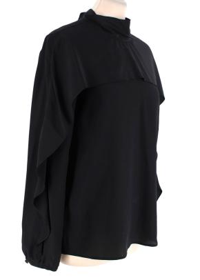 Red Valentino Black Silk Crepe Ruffled Blouse 2