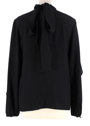 Red Valentino Black Silk Crepe Ruffled Blouse 3