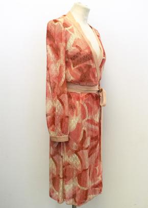 Missoni Peach and Gold Lame Knee Length Wrap Dress 2