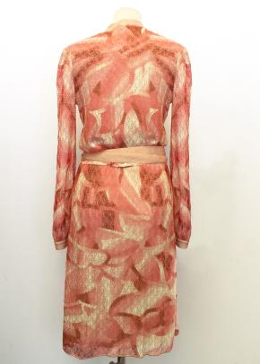 Missoni Peach and Gold Lame Knee Length Wrap Dress 3