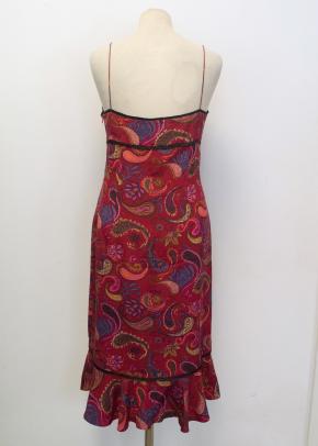 Nicole Miller red Paisley Print Silk Dress 3