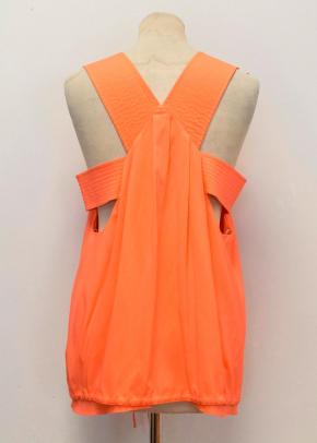 Chloe Neon Orange Silk Top with Cut-out Side Panels 4
