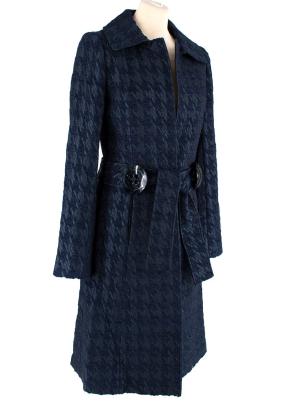 blue houndstooth silk-blend coat 3