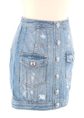 Crystal embellished denim mini skirt 2