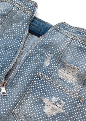 Crystal embellished denim mini skirt 4