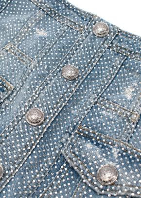Crystal embellished denim mini skirt 5