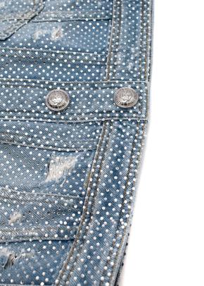 Crystal embellished denim mini skirt 7