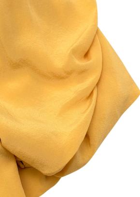 Yellow Ruched Shoulder Silk Dress 4