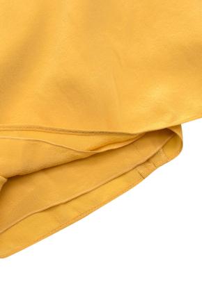 Yellow Ruched Shoulder Silk Dress 5