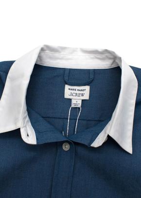 Navy White Collar  Shirt 5