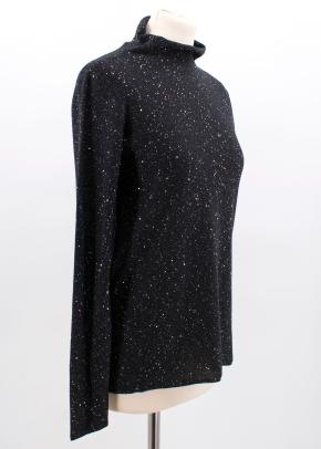 Sequin Polo Neck Silk Blend Knit Jumper 2